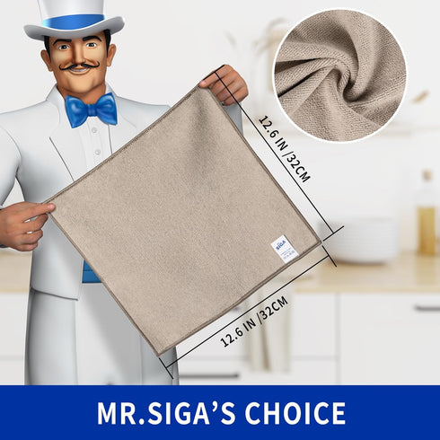 MR.SIGA Microfiber Cleaning Cloths, All-Purpose Surface Towels, Pack of 12, Wheat, 32 x 32 cm