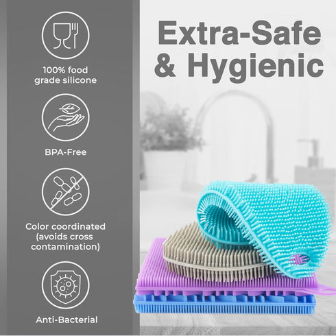 Silicone Sponges for Dishes - 4 Pack Dual-Sided Dish Scrubber & Sponge, Food Grade, BPA Free