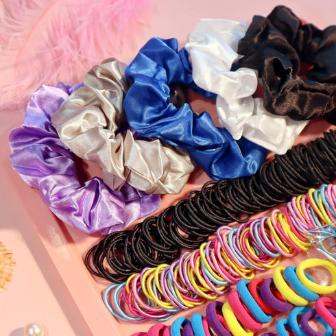 YANRONG Ponytail Holders and Scrunchies Mix for Girls and Women, Traceless Elastic Ropes, Rubber Bands (2155PCS)