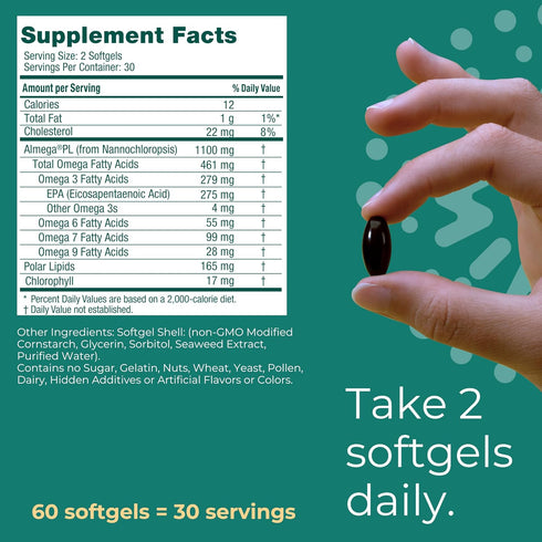Iwi Life Heart Omega-3, 60 Softgels, Vegan Plant-Based Algae Omega Fatty Acids for Heart Health