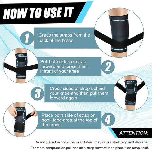 NEENCA Knee Braces for Knee Pain - 2 Pack Compression Sleeves with Adjustable Straps for Sports, Meniscus Tear,