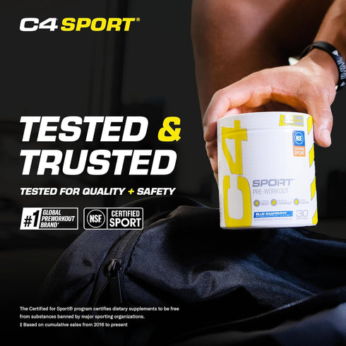 Cellucor C4 Sport Pre Workout Powder, Blue Raspberry, Pre Workout Energy with Creatine, 30 Servings, NSF Certified