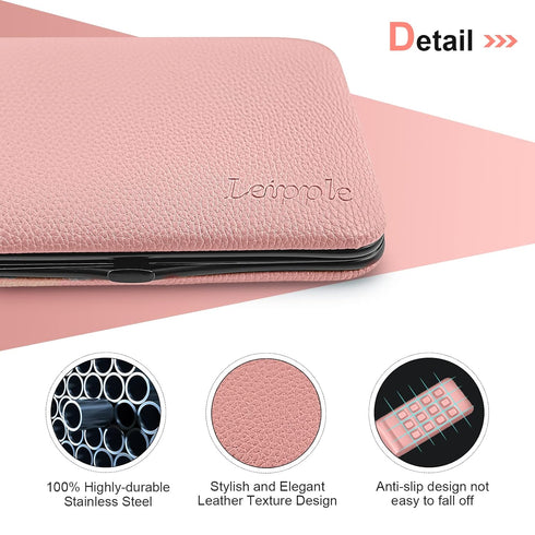 Professional Manicure Set - 18 pcs Pedicure Kit with Nail Clippers and Luxurious Travel Case (Pink)