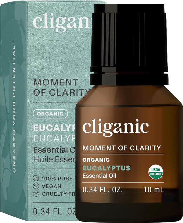 Cliganic USDA Organic Eucalyptus Essential Oil, 100% Pure Natural Aromatherapy Oil for Diffuser, Non-GMO Verified