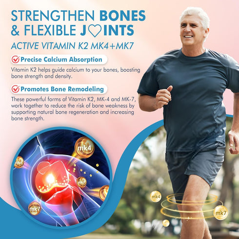 K2 Gummies MK-7 200 MK-4 500 2-IN-1 K2 Immune,1Pack Vitamin mcg & mcg for Women & Men Sugar Free, Perfect Full Spectrum