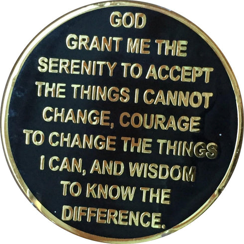 RecoveryChip 2 Year AA Medallion, Elegant Black Gold Silver Bi-Plated Alcoholics Anonymous Chip