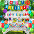 Happy Birthday Decorations Kit - Banner, Plastic Backdrop, Circle Confetti Garland, Streamers & Balloons