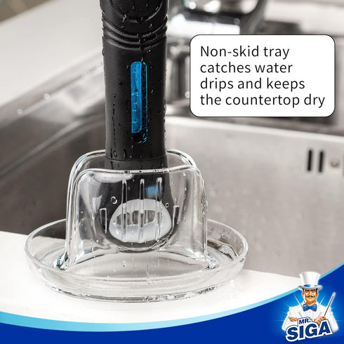 MR.SIGA Soap Dispensing Dish Brush Storage Set - Kitchen Brush with Holder for Pot, Pan, Sink Cleaning