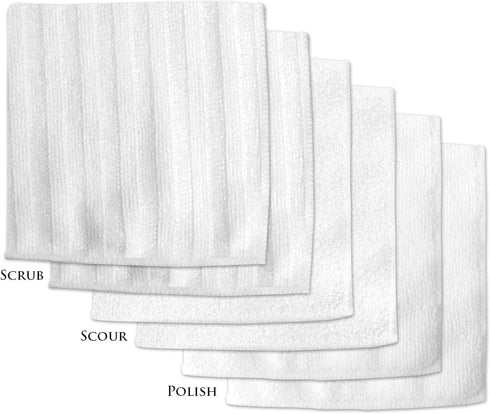 Set 6 DII Kitchen Millennium Microfiber Scrub, Scour and Polish Cloths, Machine Washable, Perfect Hostess Gift