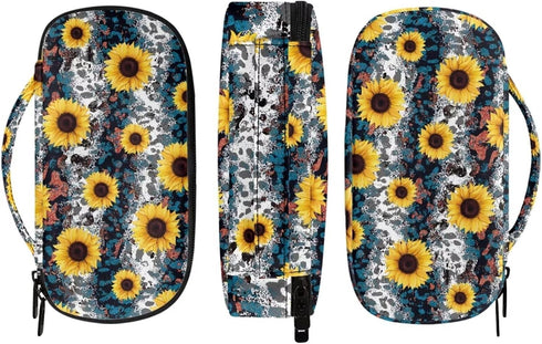 Multifunctional Insulin Pens Holder for Travel, Sunflower Leopard Lightweight Medical Case with Smooth Zipper