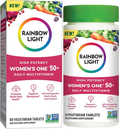 Rainbow Light Multivitamin for Women 50+, 60 Tablets, Vitamin C, D & Zinc, Probiotics for Immune Support