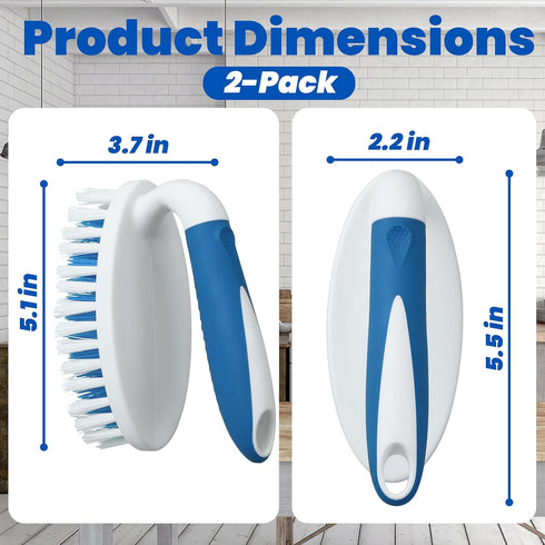 PHYEX Scrub Brush - 2 Pack Household Cleaning Brushes with Stiff Bristles for Carpet, Shower, Kitchen