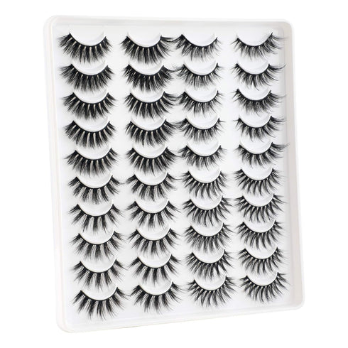 Lanflower 20 Pairs False Eyelashes, 4 Styles Fluffy Long Dramatic Lashes Pack, Wholesale Bulk Faux Mink Lashes