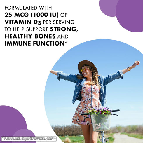Bluebonnet Nutrition EarthSweet Vitamin D3 1000IU - Raspberry Chewable Supplement for Bone & Immune Support, 90 Tablets
