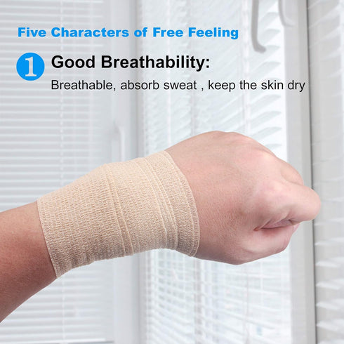 Cohesive Bandage Wrap, Self Adhesive Medical Tape, Vet Wrap, Athletic Elastic Stretch Band for Sport Injury & Wound