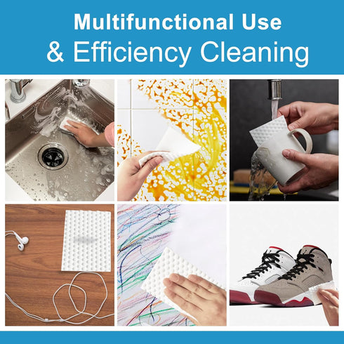 110 PCS Upgrade Convex Point Magic Sponge Eraser Sheets, Disposable Portable Cleaning Wipes for Kitchenware and Bathroom