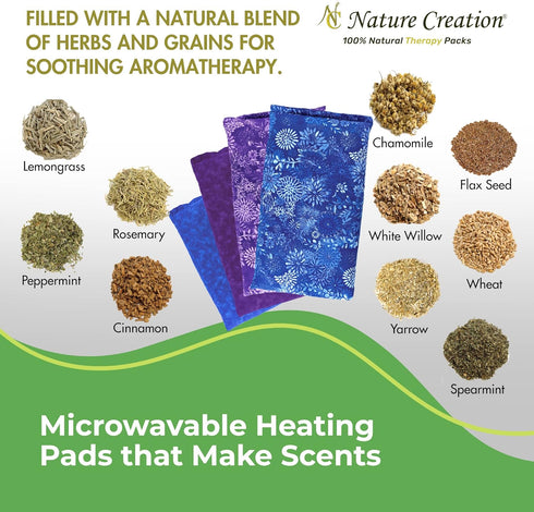 Nature Creation Reusable Microwave Heat Pad, Microwave Heating Pad for Neck & Shoulders, Cold Compress & Hot Pack, Blue