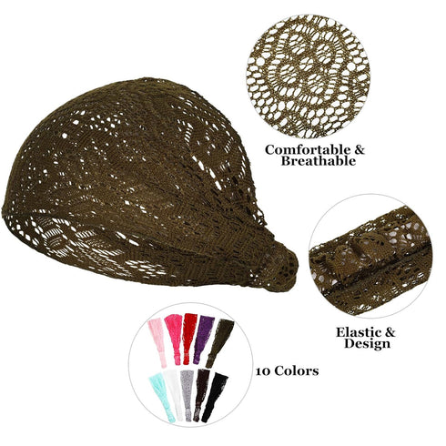 WILLBOND 10 Pieces Lace Elastic Headwrap - Boho Bandana Hair Accessories for Women in 10 Colors