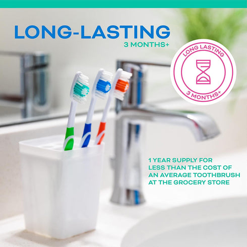 24 Large Head Medium Bristle Disposable Toothbrushes, Individually Packaged, Multi Color, Travel, Hotels, Donations &