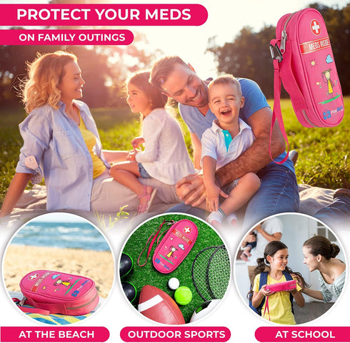 PracMedic Bags Insulated Epipen Carry Case for Kids - Holds 2 Epi Pens or Auvi Q, Allergy Medicine, Pink