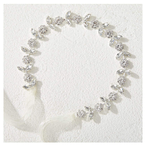 SWEETV Silver Flower Girl Headpiece for Wedding, Crystal Baby Girl Headband Flower Crown for Birthday