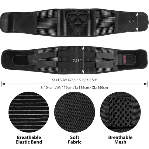 ORTONYX Lower Back Support Belt for Men and Women, Heavy Work Lifting, Back Pain Relief, Herniated Disc, Sciatica