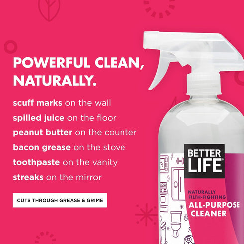 Better Life All Purpose Cleaner Multipurpose Home Kitchen Spray for Glass Countertops 32oz Pack of 2