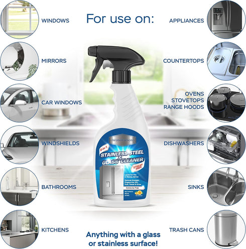 Wonderson 2-In-1 16 Countertops, Stainless Steel & Glass Cleaner Ounces - For Use On Appliances, Sinks, Stovetops