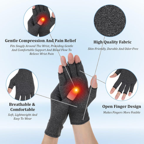 Quilax 7.9 3.1 Fingerless Compression Gloves, x Gray Compression Glove for Women or Men, Comfortable Finger Gloves