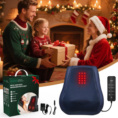 Joyset 3D Back Massager for Back Pain Deep Tissue, Shiatsu Lower Back Neck Massager with Heat, Kneading Massage Pillow