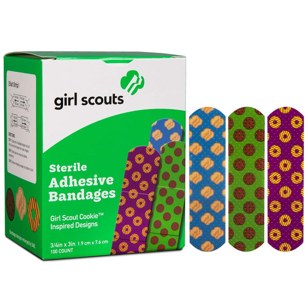 Dukal Girls Scouts Adhesive Bandages for Kids | 3/4"x3" Colorful Fun Bandages | Bulk Pack of 100