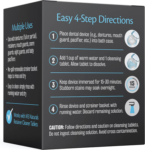 Denture Bath Case and Retainer Case - FSA HSA Approved Cleaner Kit for Invisalign, Mouthguards, and Dentures