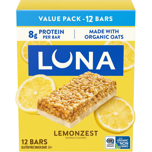 LUNA Bar - LemonZest Flavor - Gluten Free Snack Bars - Non-GMO