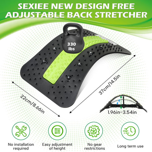 Back Stretcher for Lower Back Pain Relief, Spinal Decompression Massager for Scoliosis, Postural Corrector (Black)
