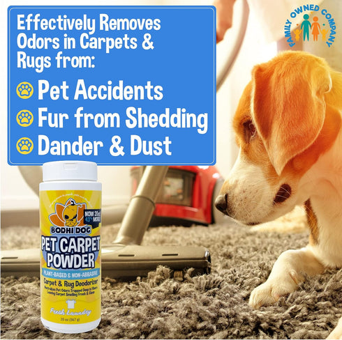 Bodhi Dog Odor Neutralizing Carpet Powder, 20oz 2 Packs | Plant-Based Formula for Carpets & Rooms, Fresh Laundry Scent