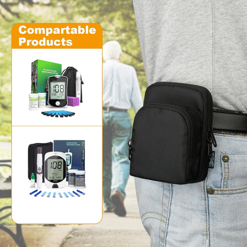 Beautyflier Blood Glucose Monitor Storage Bag, Compatible with AUVON, Metene, Diabetic Organizer