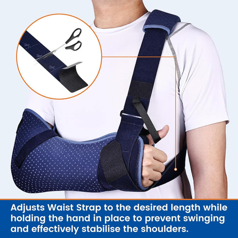 Immobilizer 20-30.5 inch) Arm Sling for Shoulder Injury with Waist Strap - Brace Support for Sleeping, Rotator Cuff