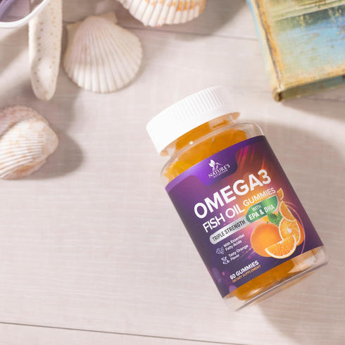 Omega 3 Gummies for Adults, Omega-3 Fish Oil for Heart Support, 60 Gummies