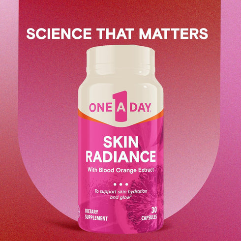 One A Day Skin Radiance, 30 Capsules for Skin Hydration & Glow with Blood Orange Extract & Collagen