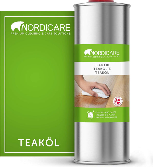 Nordicare Teak Oil (1L) | Wood Oil for Indoor Use | Revives Original Color of Wood | Natural Silk Matt Finish