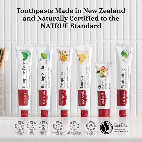 Red Seal Propolis Herbal & Mineral Natural Toothpaste, Fluoride Free, Organic, Supports Gum Health, Vegan, 2 Pack