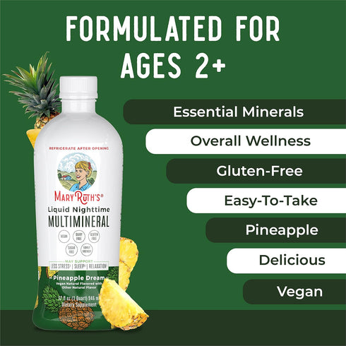 Nighttime Liquid Multimineral Sleep Supplement | Sugar Free | Calm Magnesium Citrate | NO Melatonin | Calcium Magnesium