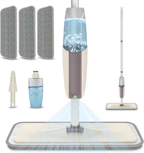 MEXERRIS Wet Mops Spray Mops for Hardwood Floor Cleaning - 3X Reusable Washable Pads for Home & Commercial Use