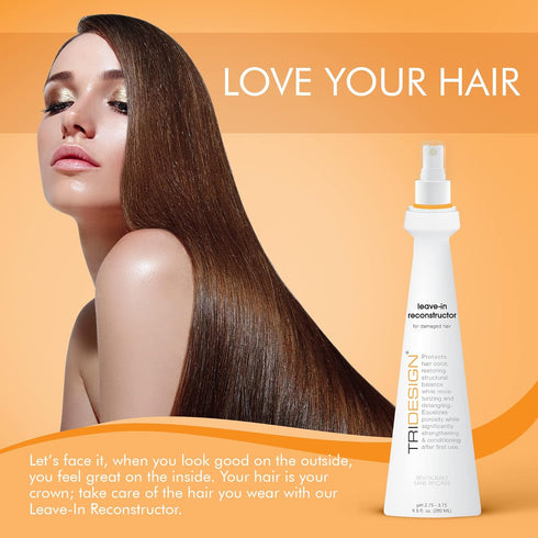 TRI Leave-In Reconstructor - Hair Serum for All Hair Types, Leave Conditioner without Interfering Styling Aids, Convenient Hair Products That Strengthen, Detangle, & Moisturize Hair, 9.5 Fl Oz