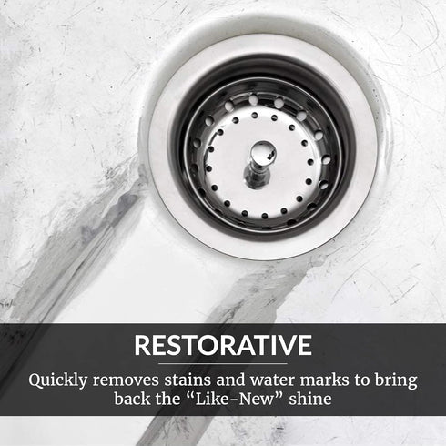 HOPE'S Perfect Sink Cleaner and Polish, Restorative, 8.5 oz 2 Pack with 2 Pads, Ideal for Stainless Steel and Porcelain