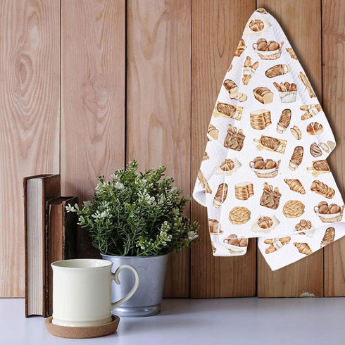 LEVLO Sourdough Starter Bakery Kitchen Towel Bread Sketch Pastry Breakfast Tea Coffee Towel Graduation Housewarming
