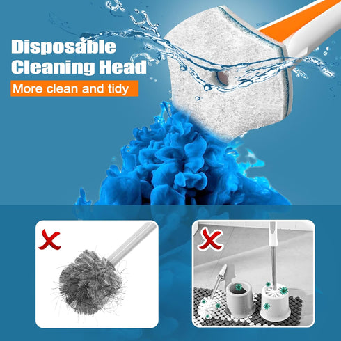 JEHONN Disposable Toilet Bowl Cleaner Wand with 40 Cleaner Refills, Wall Mounted Long Handle Bathroom Scrub Brush Set