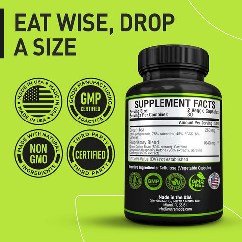 Premium Green Tea Extract Fat Burner Supplement with EGCG, Natural Appetite Suppressant for Healthy Weight Loss Diet