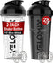 2 Pack 28 oz Protein Shaker Bottles - Leak Proof Shaker Cups for Protein Mixes with 2x Wire Whisk, Black & Transparent