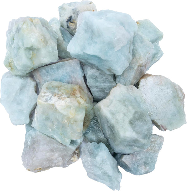 Crocon 1LB Aquamarine Rough Bulk Natural Stone - Raw Gemstone for Tumbling, Cabbing, and Crystal Healing